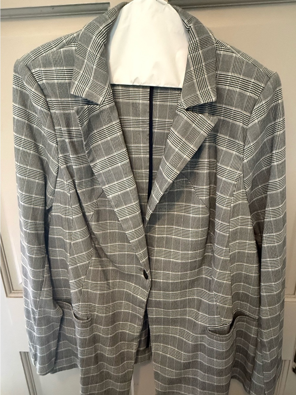 Lane Bryant Gray Plaid Single-Button Blazer